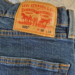 LEVI'S 505 36X31 (JEANS HAVE BEEN HEMMED) PREOWNED